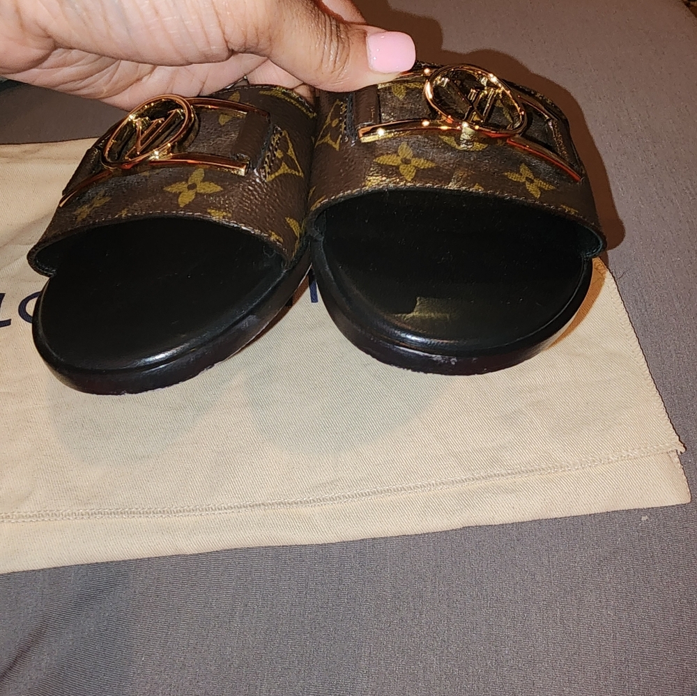 Louis Vuttion Luxury Brown Slide Sandals Size 41 - Picture 6 of 11